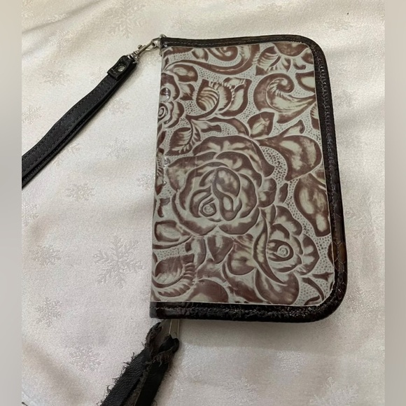 Double J Saddlery Turquoise / Brown Rose Leather Clutch Organizer C New Comments - Picture 8 of 10